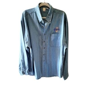 Port and Company Blue Casual Button Down Shirt